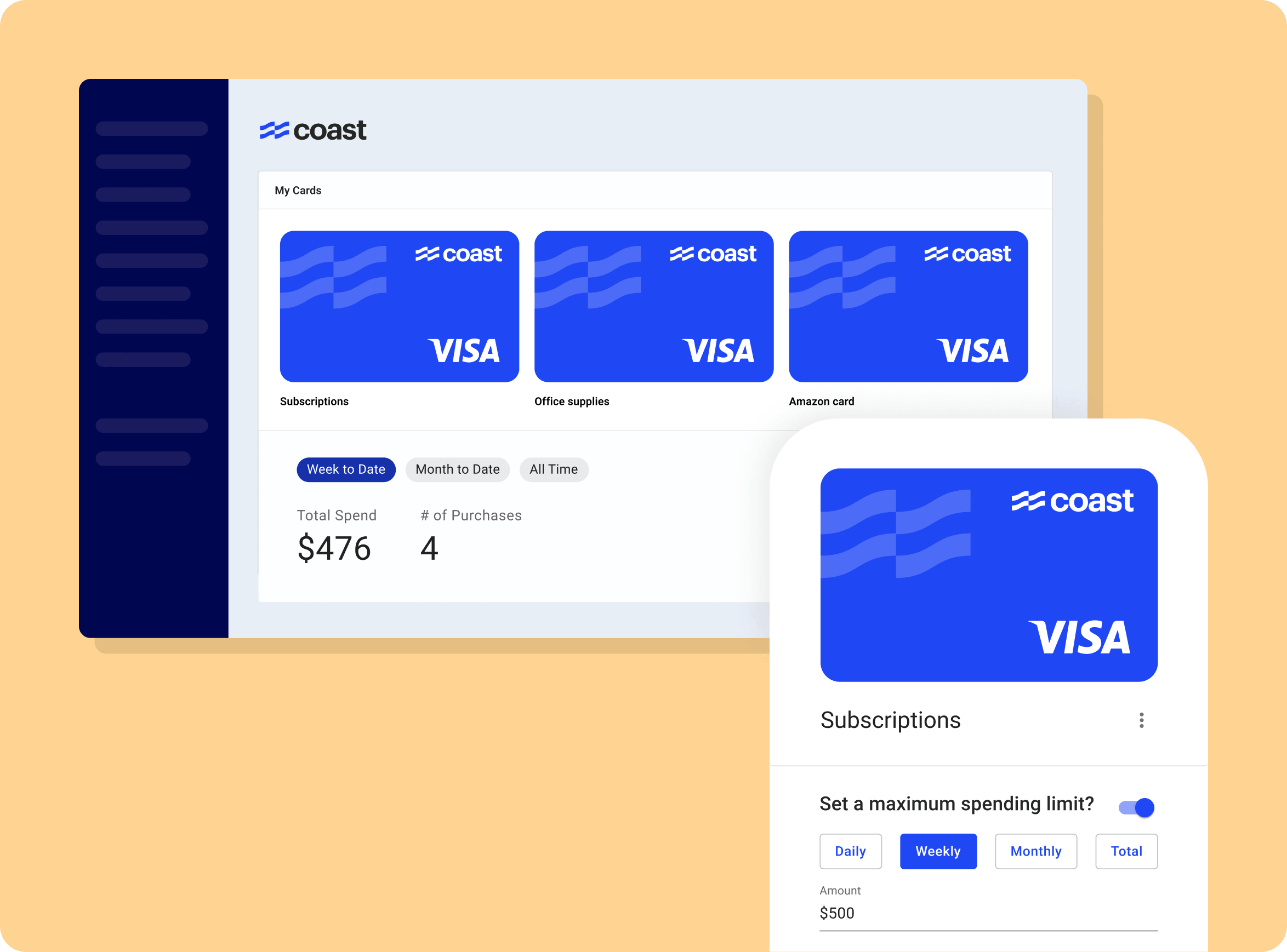 Virtual cards dektop and mobile